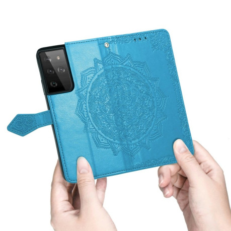 Чехол-книжка Mandala на Samsung Galaxy S21 Ultra - синий