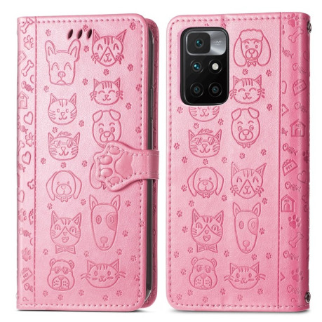 Чехол-книжка Lovely Cat and Dog для Xiaomi Redmi 10 - розовый