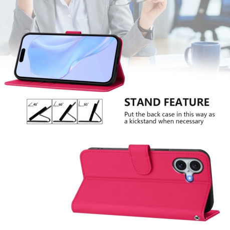 Чохол-книжка Skin Feel S-type для iPhone 16 Plus - пурпурно-червоний