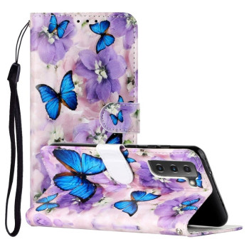 Чехол-книжка Oil Embossed Pattern на  Samsung Galaxy S22 Purple Flower Butterfly