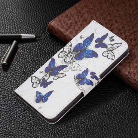 Чехол-книжка Colored Drawing Pattern для Xiaomi Redmi Note 11 Pro 5G (China)/11 Pro+ - Blue Butterflies
