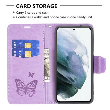 Чохол-книжка Butterflies Pattern Samsung Galaxy S21 FE - фіолетовий