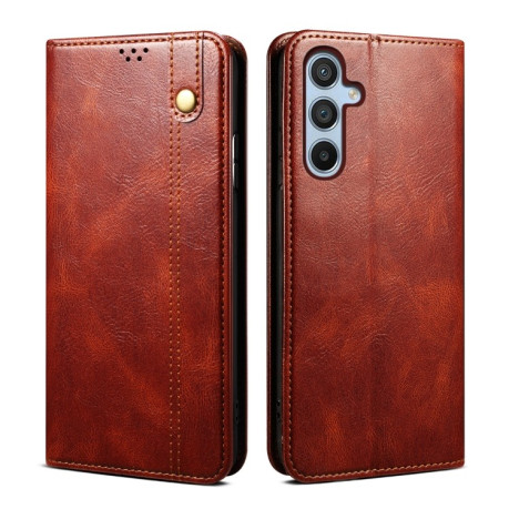 Чехол-книжка Simple Wax Crazy Horse для Samsung Galaxy S25 5G - коричневый