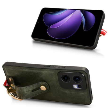 Протиударний чохол Wristband Leather Back для OPPO Reno13 F 5G - зелений