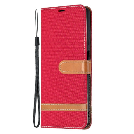 Чехол-книжка Color Matching Denim Texture на Samsung Galaxy A03s - красный