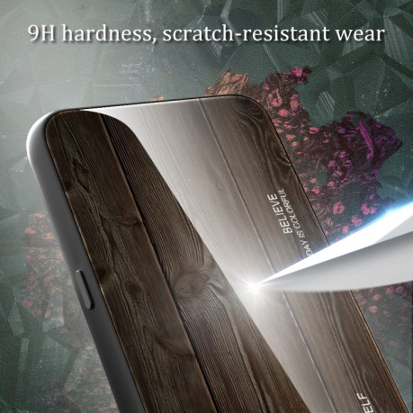 Противоударный чехол Wood Grain Glass на Samsung Galaxy A54 5G - черный