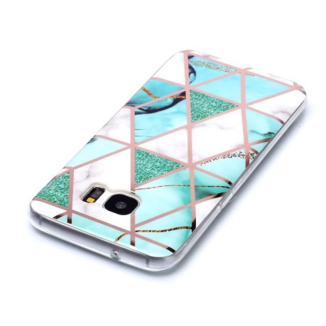 Протиударний чохол Plating Marble для Samsung Galaxy S7 Edge - біло-зелений
