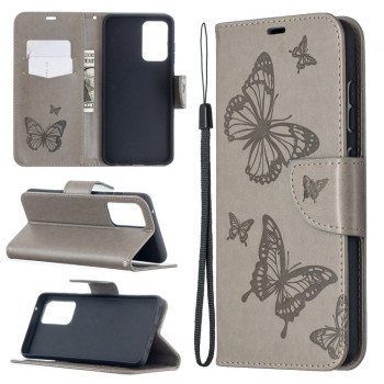 Чехол-книжка Butterflies Pattern на Samsung Galaxy A52/A52s - серый
