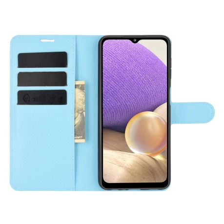 Чохол-книжка Litchi Texture на Samsung Galaxy A32 5G-блакитний