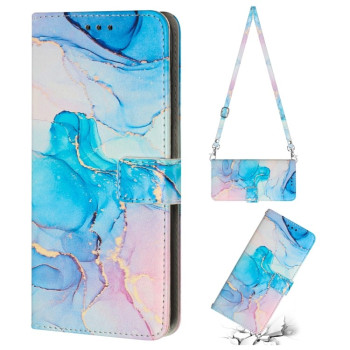 Чехол-книжка Crossbody Painted Marble для Xiaomi Redmi Note 12 Pro Speed / Poco X5 Pro 5G - розово-синий