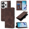 Чехол-книжка Skin-feel Embossed для Xiaomi Poco F6 5G - коричневый