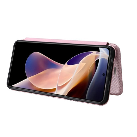 Чохол-книжка Carbon Fiber Texture на Xiaomi Redmi Note 11 Pro 5G (China)/11 Pro+ - рожевий