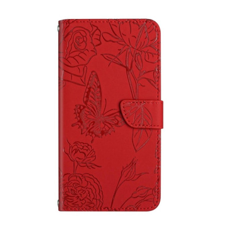 Чехол-книжка Butterfly Peony Embossed для OnePlus 12R 5G Global - красный
