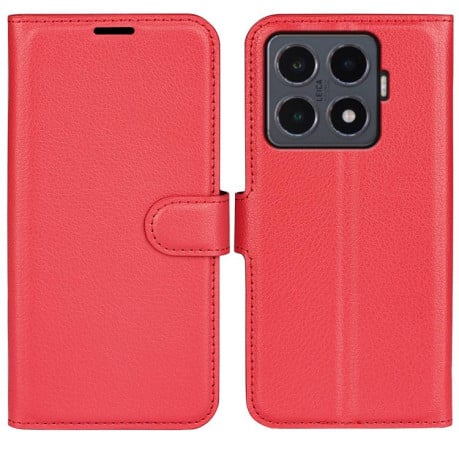 Чехол-книжка с фактурой Litchi и магнитным хлястиком на Xiaomi 15T Pro - красный