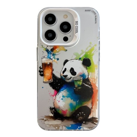 Чехол Animal Pattern Oil Painting Series для iPhone 15 Pro Max - Panda