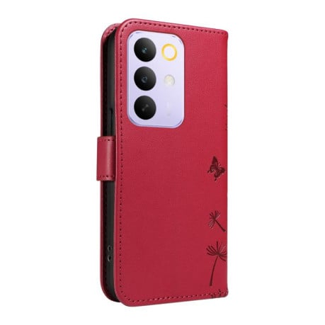 Чехол-книжка с тиснением Dandelion и магнитным хлястиком для Realme C85 Pro 4G — красный