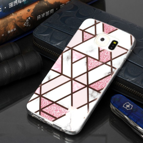 Чохол Plating Marble Pattern для Samsung Galaxy S6 Edge - рожевий