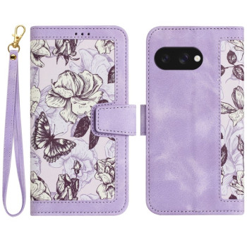 Чехол-книжка Floral Pattern Leather для Google Pixel 9a - фиолетовый