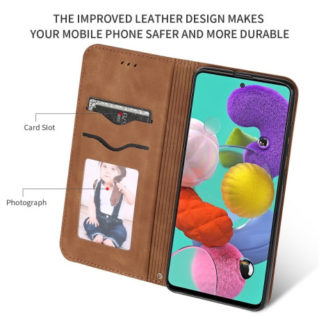 Чехол- книжка Retro Skin Feel Business Magnetic на Samsung Galaxy А51 - коричневый