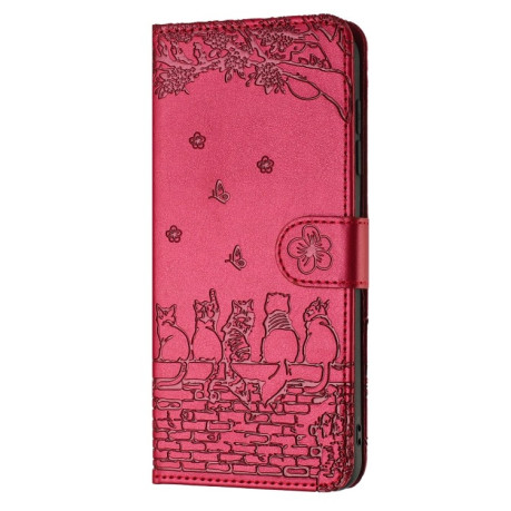 Чохол-книжка Cat Embossing Pattern на iPhone 16e - червоний