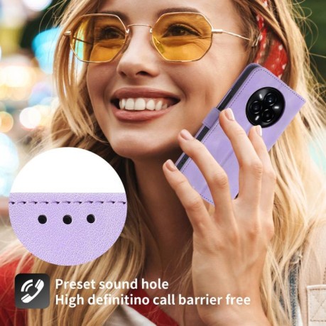 Чохол-книжка Skin-feel Flowers Embossed для Realme 14 Pro+ - фіолетовий