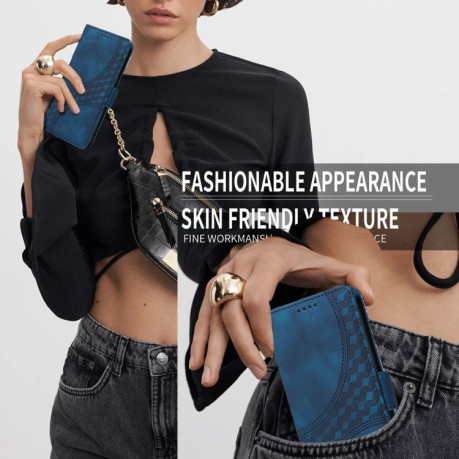 Чехол-книжка Embossed Rhombus Starry Leather для Motorola Moto G15 / G15 Power - синий