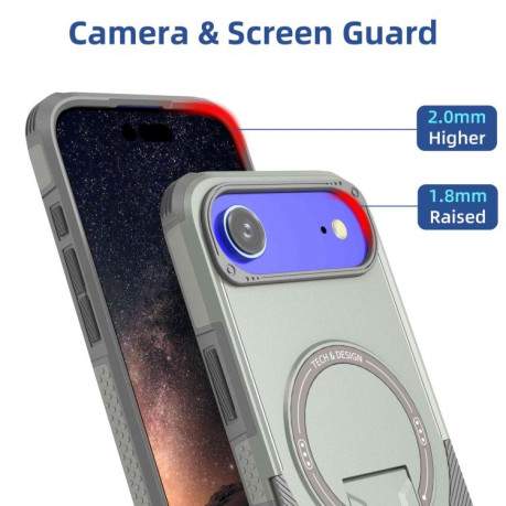 Противоударный чехол Armor Magsafe Holder PC Hybrid TPU для iPhone Air - серый