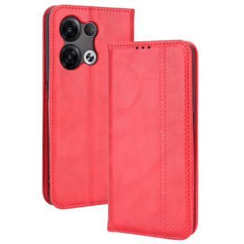 Чохол-книжка Magnetic Buckle Retro Crazy Horse Texture для OPPO Reno 8 - червоний