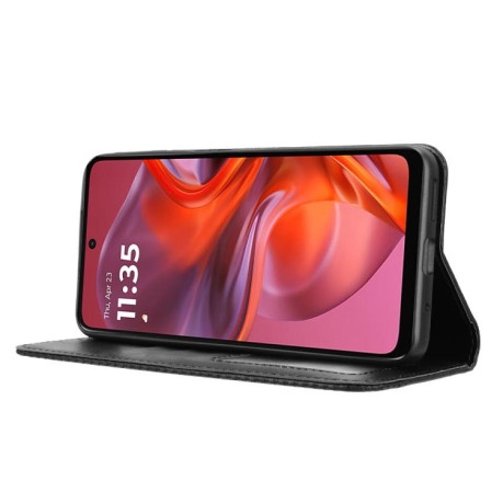 Чохол-книжка Magnetic Buckle Retro Crazy Horse Texture на Motorola Moto G05/E15 4G - чорний