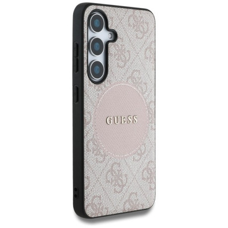 Оригінальний чохол Guess 4G Round Patch Classic Logo MagSafe для Samsung Galaxy S25 Plus - Pink