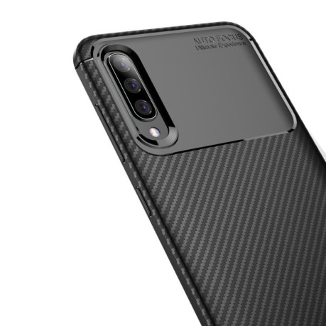 Противоударный чехол Carbon Fiber Texture на Samsung Galaxy A70 -черный
