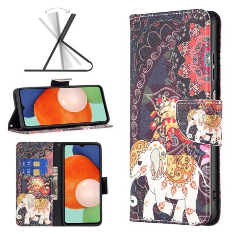 Чехол-книжка Colored Drawing Pattern для Samsung Galaxy A13 4G - Flowers Elephant