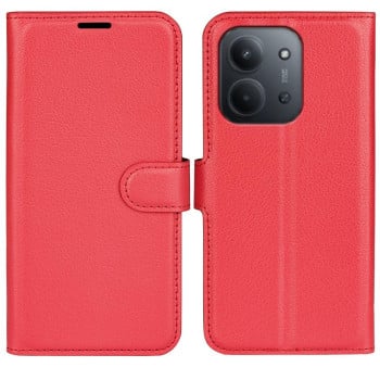 Чохол-книжка з фактурою Litchi та магнітним хлястиком на Xiaomi Redmi 15C 5G / 4G EU 173mm - червоний