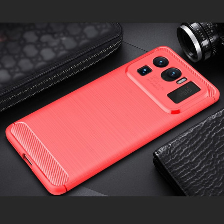 Чехол Brushed Texture Carbon Fiber на Xiaomi Mi 11 Ultra -красный