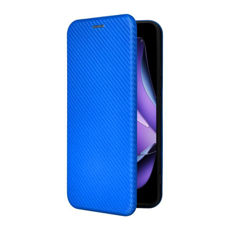 Чехол-книжка Carbon Fiber Texture на OPPO Reno13 F/Reno13 FS - синий