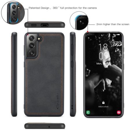 Кожаный чехол-кошелек CaseMe 018 на Samsung Galaxy S21 FE - черный