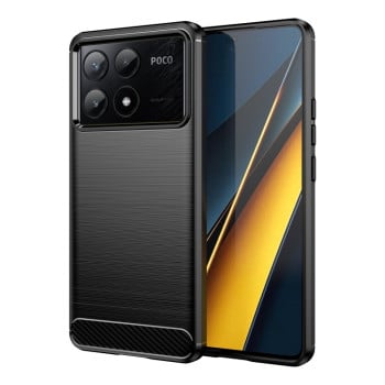 Протиударний чохол Brushed Texture Carbon Fiber на Xiaomi Poco X6 Pro 5G - чорний