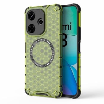 Противоударный чехол Honeycomb Magnetic Ring Shockproof на  Redmi 13 4G Global - зеленый
