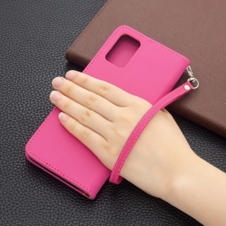 Чохол-книжка Litchi Texture Pure Color Samsung Galaxy A03s - пурпурно-червоний