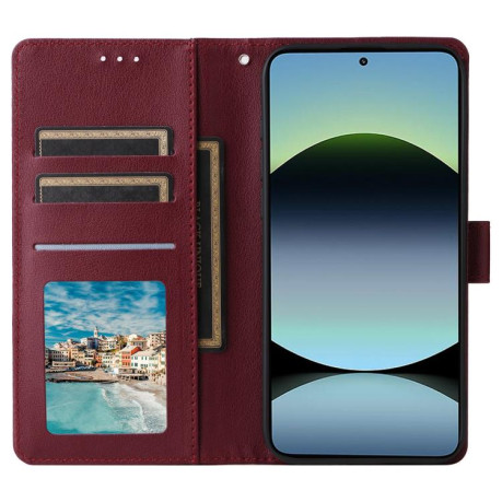 Чохол-книжка 3-Card Slots Multifunctional Leather для Xiaomi Redmi Note 14 4G 164.48mm - винно-червоний