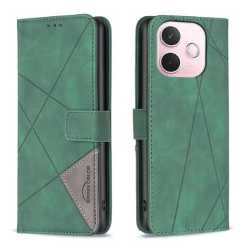 Чохол-книжка з фактурою Rhombus та магнітним хлястиком на OPPO A5 Pro 5G - зелений