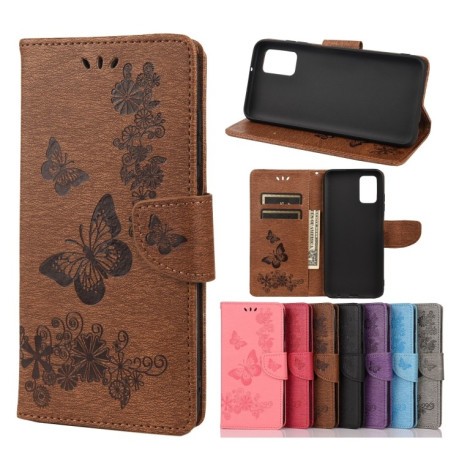 Чехол-книжка Floral Butterfly для Xiaomi Redmi 10 - коричневый