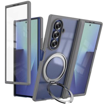 Чохол Escase з магнітним кільцем-тримачем і вбудованою плівкою на Samsung Galaxy Fold8 Ultra 5G — сірий