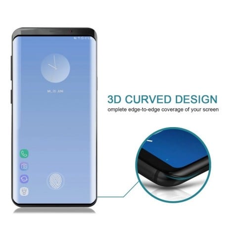 3D защитное стекло 0.3mm 9H на весь экран (поддерживает сканер отпечатков) на Samsung Galaxy S10-черное