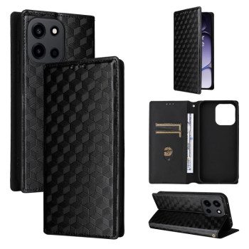 Чехол-книжка Cubic Grid с фактурой Calf на OnePlus Turbo 6 / Turbo 6V / Nord 6 — чёрный