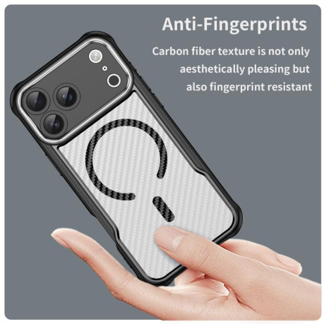 Ударозахисний чохол Carbon Fiber Texture MagSafe Translucent на iPhone 17 Pro Max - чорний