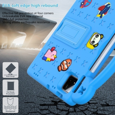 Противоударный чехол EVA Handle Kickstand Children для Xiaomi Pad 7 / 7 Pro 2024 - голубой