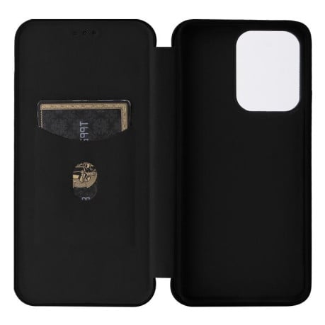Чехол-книжка Carbon Fiber Texture на OPPO Reno13 F/Reno13 FS - черный