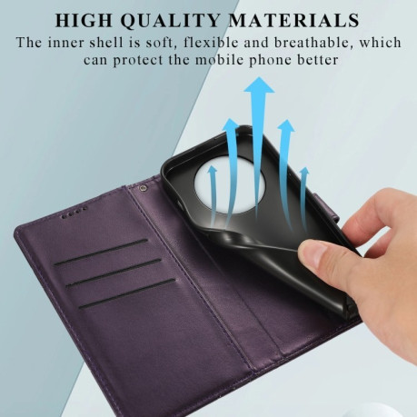 Чехол-книжка противоударная PU Genuine Leather Texture Embossed Line для Realme 12 5G - фиолетовый