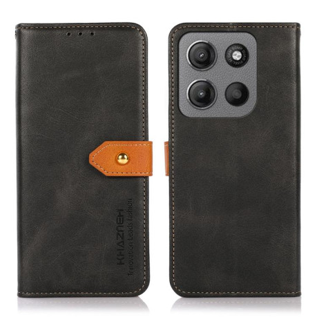 Чехол-книжка KHAZNEH Dual-color Cowhide для Motorola Moto G15 4G / G05 - черный